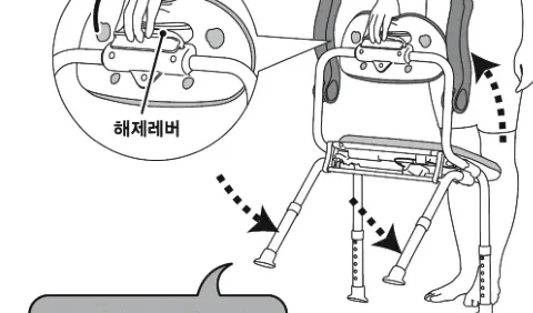 해제레버를 쥐어 의자 접기