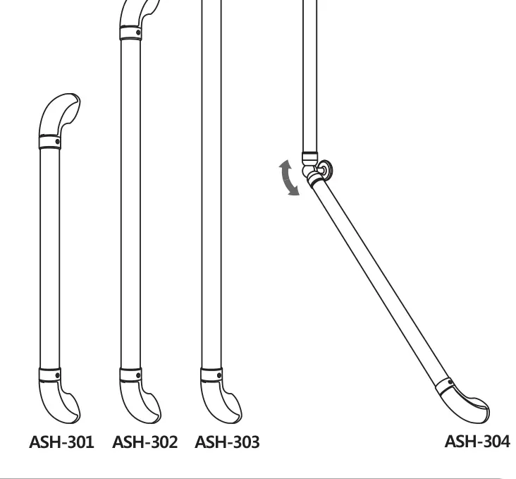 안전손잡이 제품군 — ASH-301, ASH-302, ASH-303, ASH-304