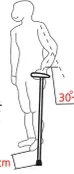 바른 길이 결정 — 발끝 앞바깥 20cm, 팔꿈치 30~40°