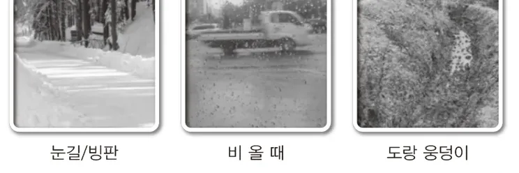눈길·빙판, 비 올 때, 도랑·웅덩이