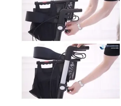 핸들 높이 조절 나사를 풀고 높이를 맞추는 모습