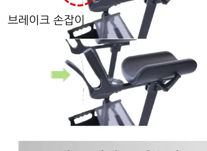 브레이크 손잡이를 안쪽으로 당겨 주행 브레이크를 작동하는 모습
