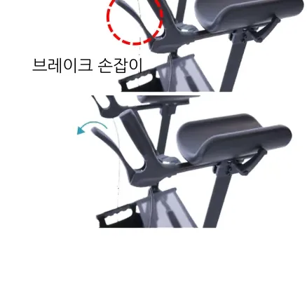 브레이크 손잡이를 바깥쪽으로 내려 주차 브레이크를 작동/해제하는 모습