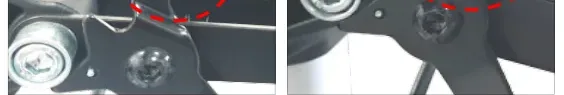 정상적으로 펼쳐진 폴딩 레버 결합 모습