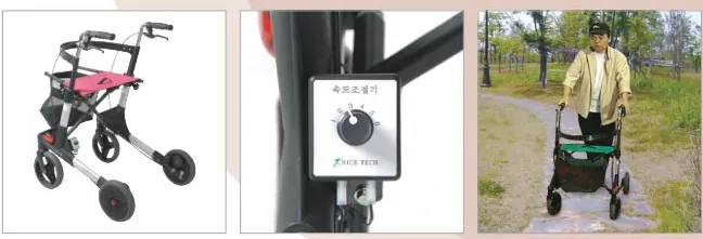 나이스워커 4SE 보행보조차 — 제품·속도조절기·사용 모습