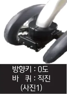 사진1 — 방향키 0도 / 바퀴 직진