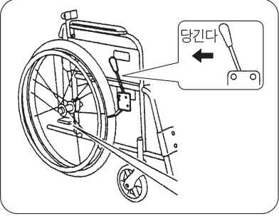브레이크를 당겨 거는 모습