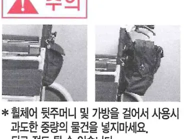 뒷주머니·가방에 과도한 중량을 넣으면 뒤로 전도 위험