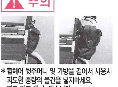 뒷주머니·가방에 과도한 중량을 넣으면 뒤로 전도 위험