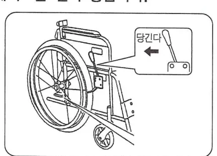 브레이크를 당겨 거는 모습