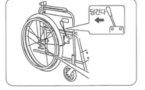브레이크를 당겨 거는 모습