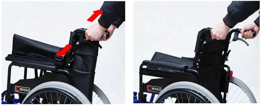 손잡이·팔걸이를 잡고 좌우로 펼침