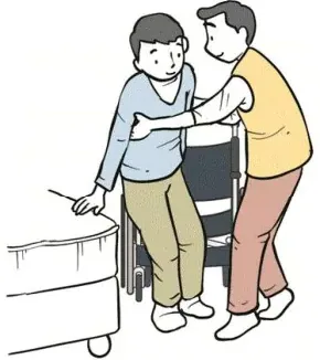 보호자의 도움을 받아 이동