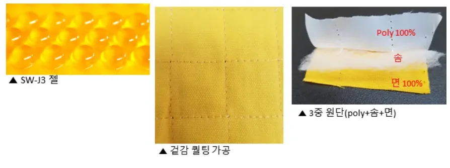 SW-J3 젤 / 겉감 퀼팅 가공 / 3중 원단(poly+솜+면)