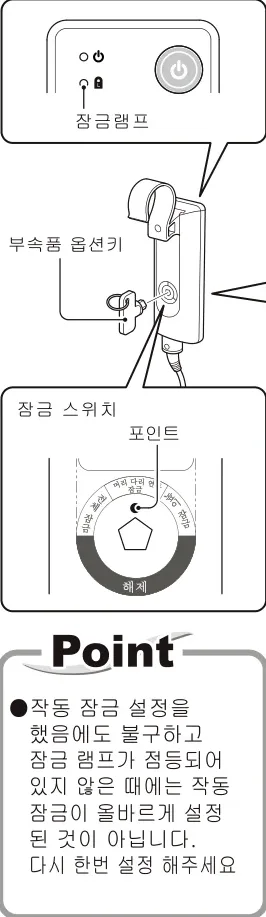 리모컨 잠금 스위치와 포인트 위치