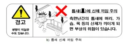 틈새에 신체 끼임 주의