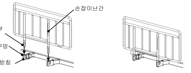 손잡이난간 설치 — 삽입부, 옵션 장착 구멍, 옵션 받침
