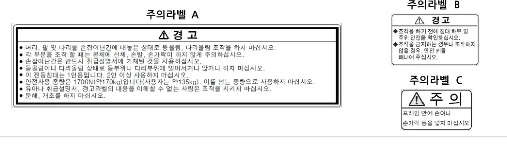 주의라벨 A · B · C (경고 라벨)