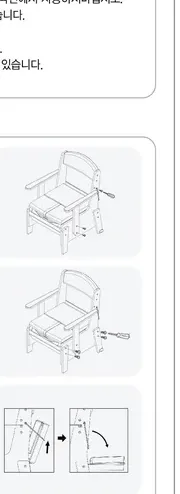 팔걸이 높이 조절 · 좌면 높이 조절 · 좌면 후방 개폐 방법 도해