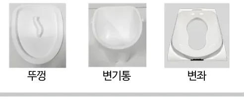 본체에 내장되어 있습니다 — 뚜껑, 변기통, 변좌